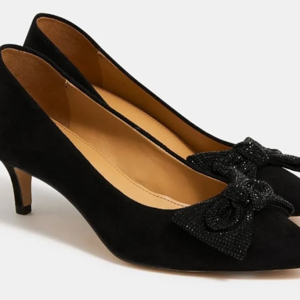 Jcrew Crystal Black Bow Kitten Heels